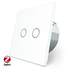Розумний сенсорний ZigBee вимикач 2 сенсора Livolo білий скло (VL-C702Z-11)