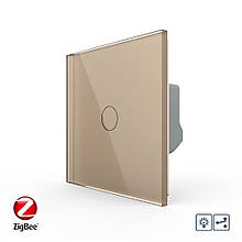 Розумний сенсорний прохідний диммер Livolo золотий ZigBee (VL-C7FC1SD1Z-2GAP)