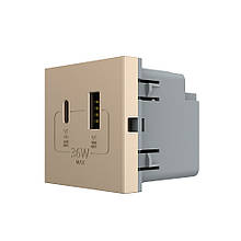 Механізм розетка USB-A та USB-C 36W Livolo золотий (VL-FCUA18W.UC18W-2AP)