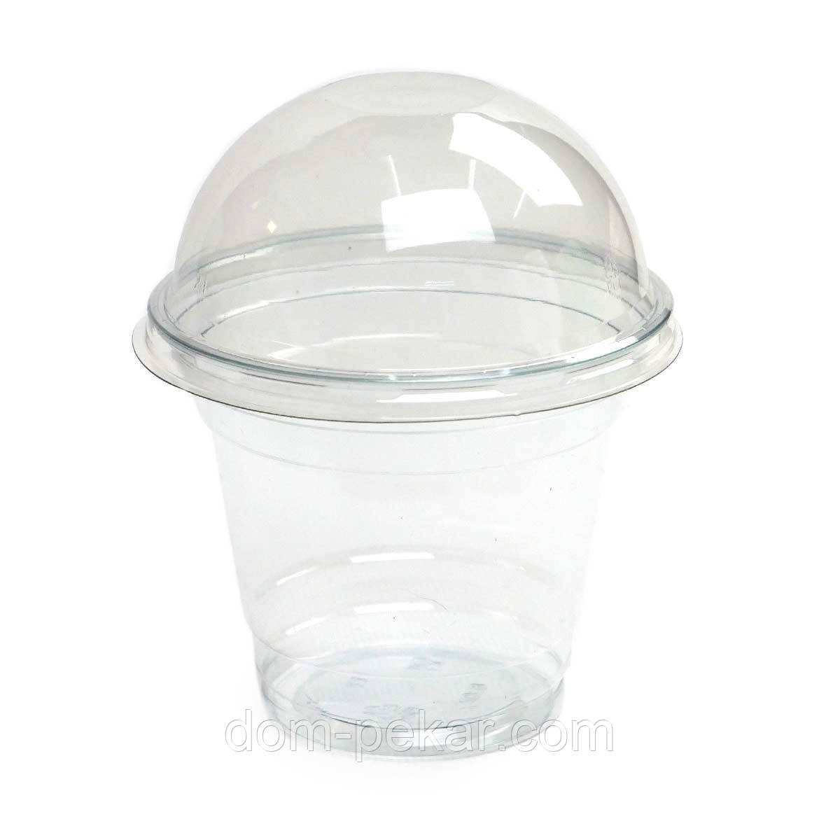Склянка ПЕТ для десертів із купольною кришкою 240 мл