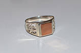 Срібна чоловіча печатка - каблучка з золотом, фото 2