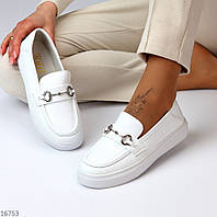 Белые кожаные лоферы Lita, кожаные туфли, лоферы женские 38,40р код 16753