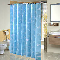 Тканевая шторка для ванной и душа голубого цвета Sea Breeze 180x200 см (ZVR)