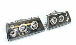 Фари з ДХО та лінзою чорний на ВАЗ 2108, 2109, 21099 пара Ангельські очі