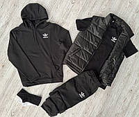 Чоловічий комплект 5 в 1 Adidas спортивний костюм худі + штани + жилетка + футболка + 2 пари шкарпеток