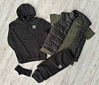 Чоловічий комплект 5 в 1 Adidas спортивний костюм худі + штани + жилетка + футболка + 2 пари шкарпеток