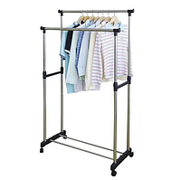 Телескопическая стойка-вешалка для одежды и обуви - Double Pole Clothes Horse 160х92см! Идеально