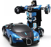 Машинка Трансформер Bugatti Robot Car Size 1:12 Синяя! Идеально