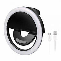 Світлодіодне селфи-кільце з USB-зарядкою Selfie Ring Light (на акумуляторі) Чорний! BEST