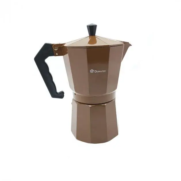 Кофеварка гейзерная DT-2709 на 9 чашек для газовых плит коричневая.