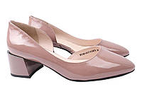 Туфли женские из натуральной лаковой кожи, на каблуке, розовые, Molka , 36