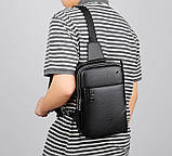 Чоловіча шкіряна сумка слінг через плече містка, фото 3