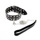 Нашийник Art of Sex — Tessa з повідцем із натуральної шкіри, колір чорний 777Store.com.ua, фото 2