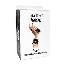 Наручники із шипами Art of Sex — Rose Spiked Leather Handcuffs, натуральна шкіра, фото 6