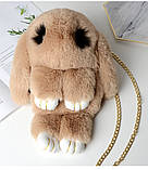 Плюшева сумка Кролик зі штучного хутра. Світло-сірий, фото 2