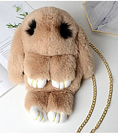 Плюшева сумка Зайчик 33 см Капучино Хакі