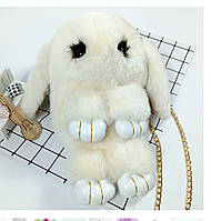 Дитяча сумка рюкзак хутряний заєць кремовий