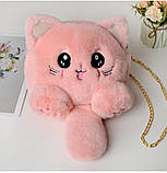 Плюшеві хутряні сумки кішка, фото 7