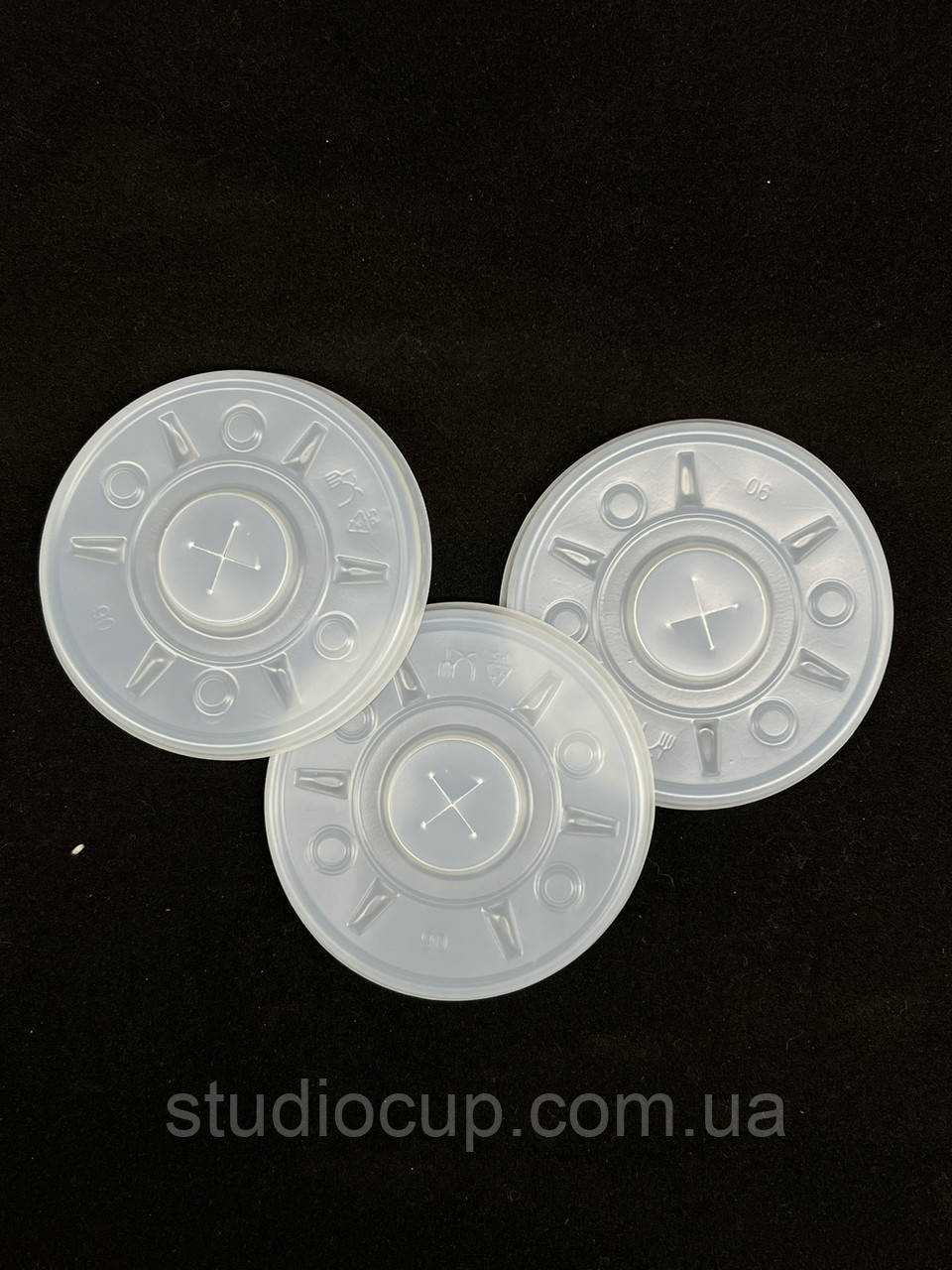 Кришка для паперового стакану 90 мм пластикова з хрестиком для трубочки біла, фото 1