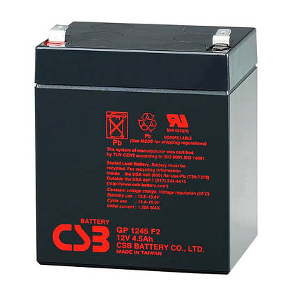 Акумуляторна батарея CSB GP1245, 12V 4.5Ah (90 х70х100 (105)) Q10, фото 1