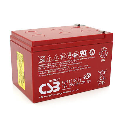 Акумуляторна батарея CSB EVH12150, 12 V 15 Ah (151х98х94мм), Q4, фото 1