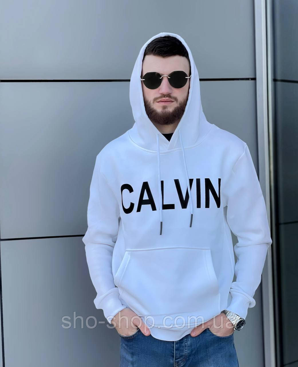 Утеплений худі CALVIN KLEIN White худак келвін кляйн на флісі худи CK, фото 1