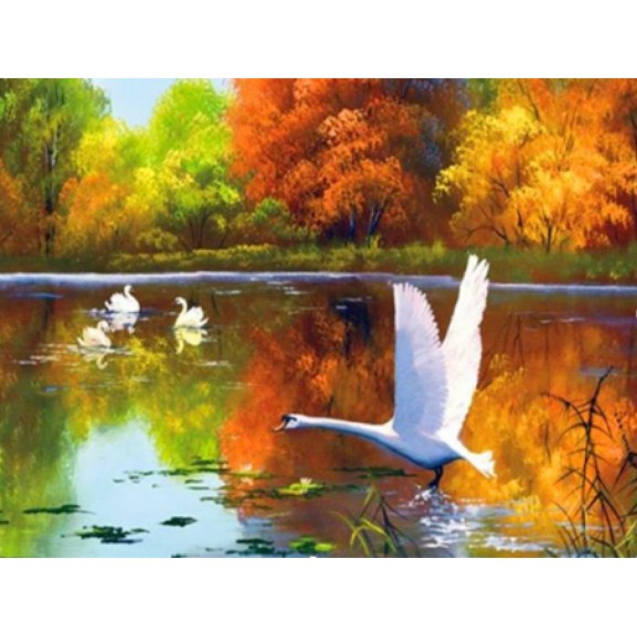 Картина за номерами 40х50 см DIY (без коробки) Лебеді (RA3224_O), фото 1