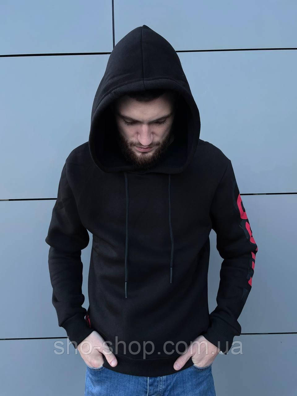 Утеплений худі HUGO BOSS Black худак хьюго босс на флісі худи бос, фото 1