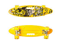 Скейт пенниборд с подсветкой MS 0461-2 алюминиевая подвеска 10 видов 59-16 см Скейтборд детский Желтый