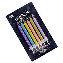 Свічки для торта кольорові з білим горошком 6 шт Твоя Забава