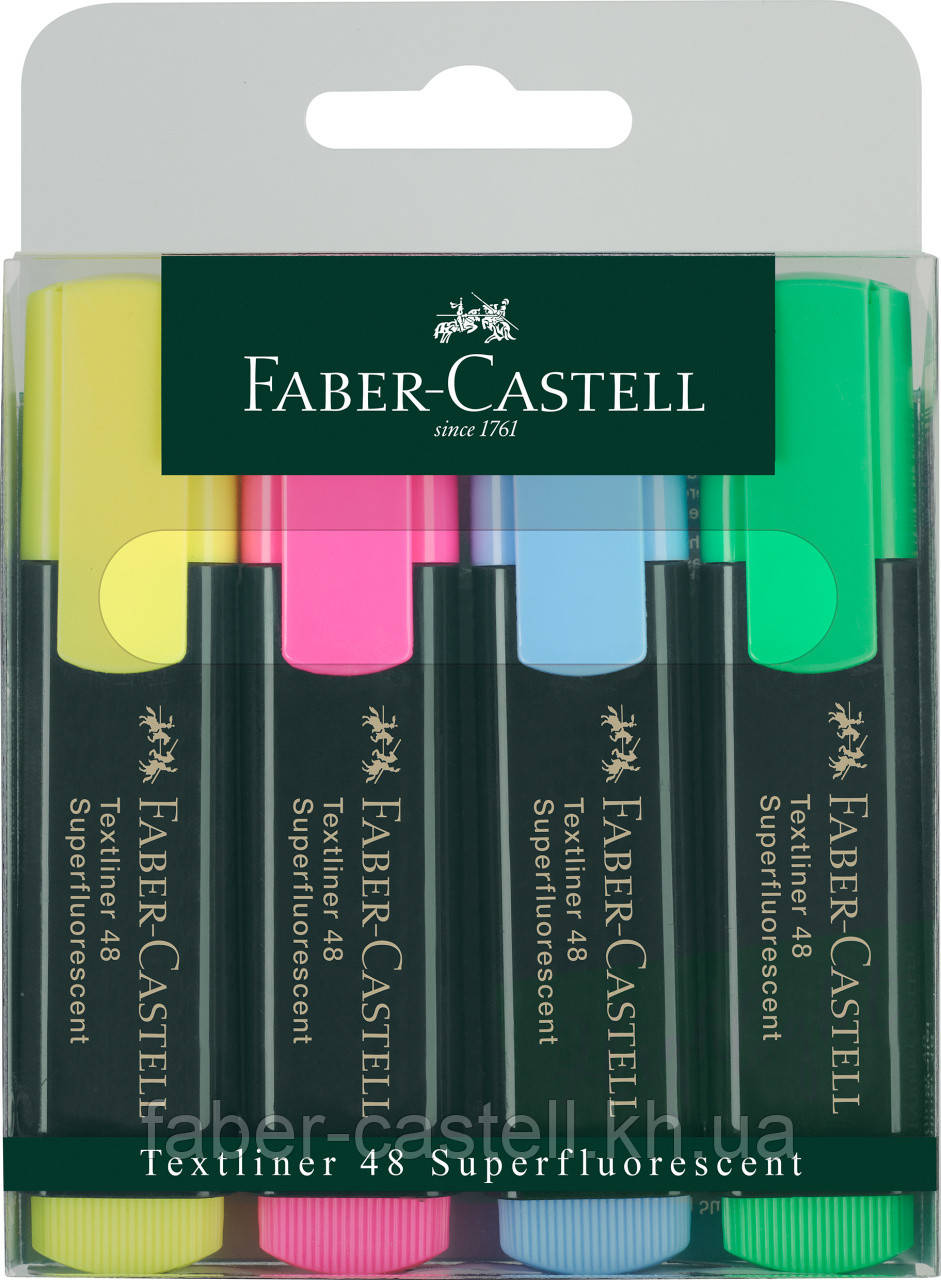 Набір маркерів текстовиділювачів Faber-Castell Textliner 48 Superfluorescent, 4 кольори,154804