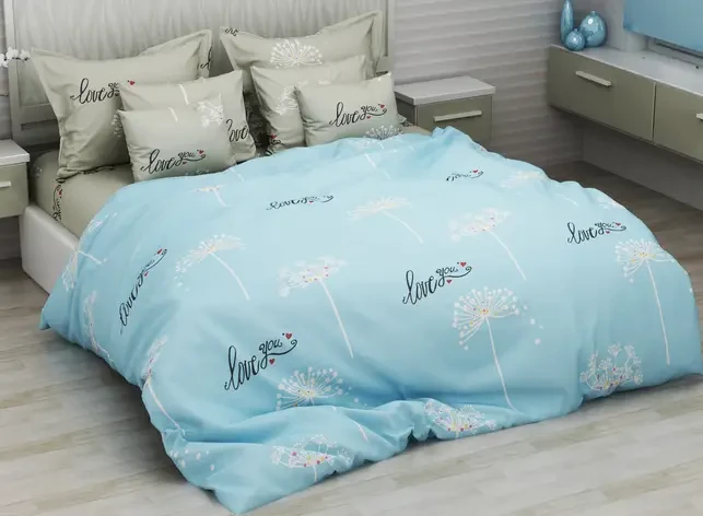 Полуторна постільна білизна 150х220 Ранфорс-бавовна (13147) Двоколірна постільна білизна з натуральних тканин, фото 1