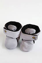 Пінетки-чобітки, сірі на чорному флісі