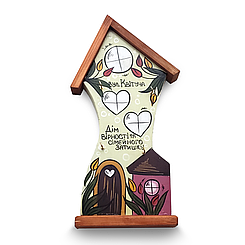 Ключниця настінна з малюнком вул.Квітуча 30х5х8 см із натурального дерева