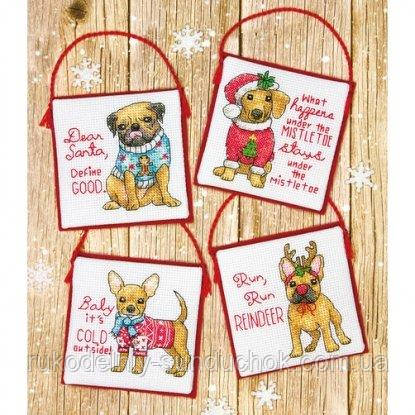 Набір для вишивання Dimensions 70-08972 Різдвяні щенята Christmas Pups Ornaments