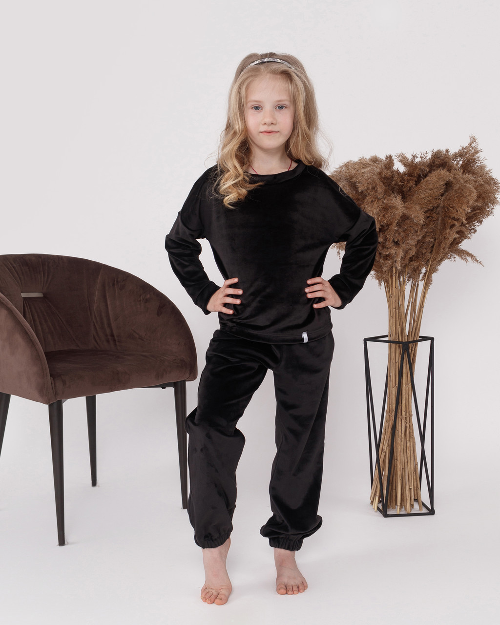Піжама дитяча домашня велюрова кофта зі штанами Чорний