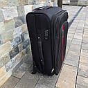 Дорожня валіза Wings 1706 тканинна на 4 колесах, середній чорний, фото 2