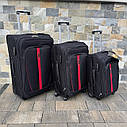 Дорожня валіза Wings 1706 тканинна на 4 колесах, середній чорний, фото 4