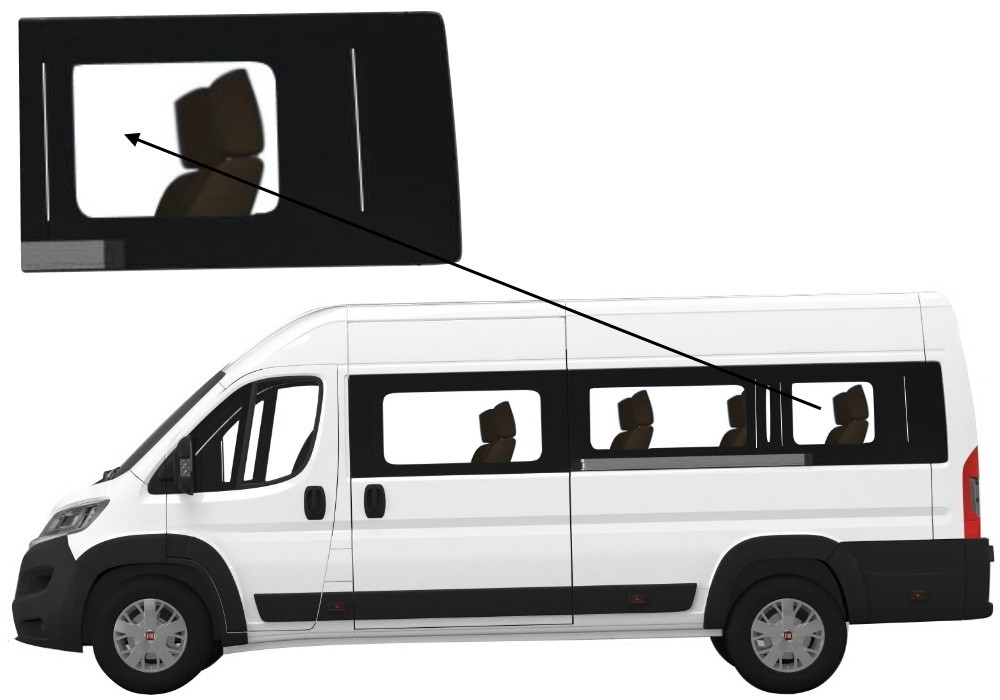 Бічне скло Fiat Ducato 2007-2023 салону заднє ліве довга база