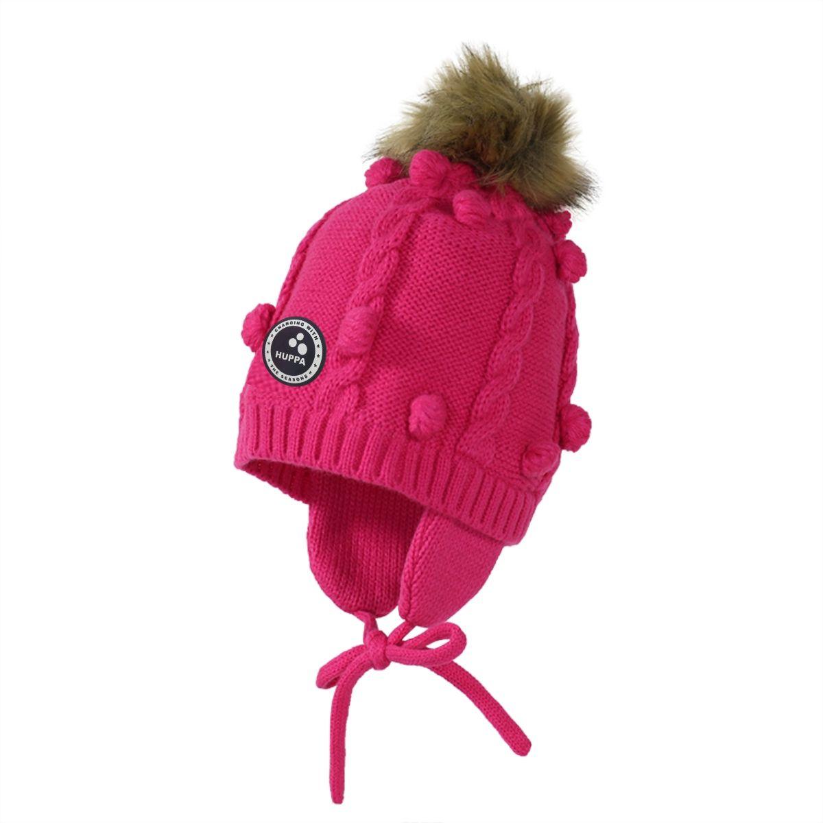 Шапка зимова в'язана для дівчаток Huppa Macy фуксія, р..XS (83570000-60063-0XS)