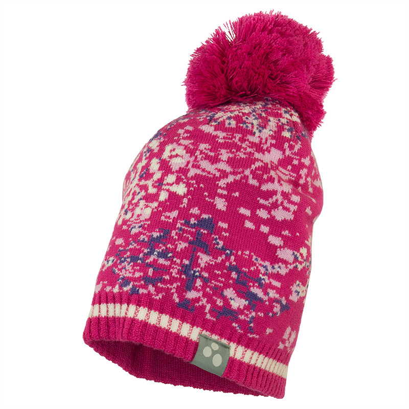 В'язана шапка для дівчаток Huppa Flake фуксія з принтом р.M (80510100-82063-00M)