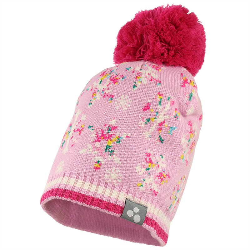 В'язана шапка для дівчаток Huppa Flake рожевий з принтом р.M (80510000-71613-00M)