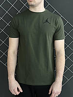 Мужская футболка Jordan хаки летняя хлопковая , Спортивная футболка Джордан цвета хаки стрейч-коттон