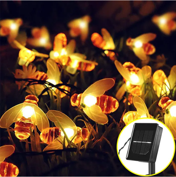 Вулична лед гірлянда на сонячній батареї Бджілки 6.5м, 50Led