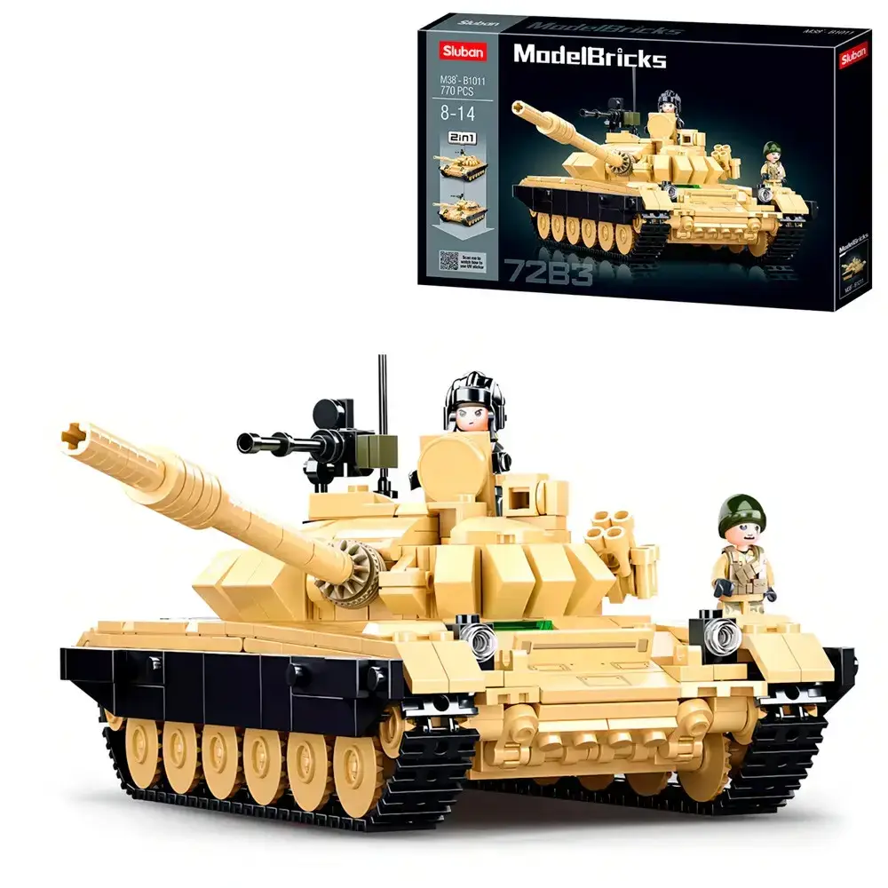 Конструктор для хлопчика SLUBAN M38-B1011 "Армія. Танк 2 у 1". Військова техніка. 770 деталей із фігурками