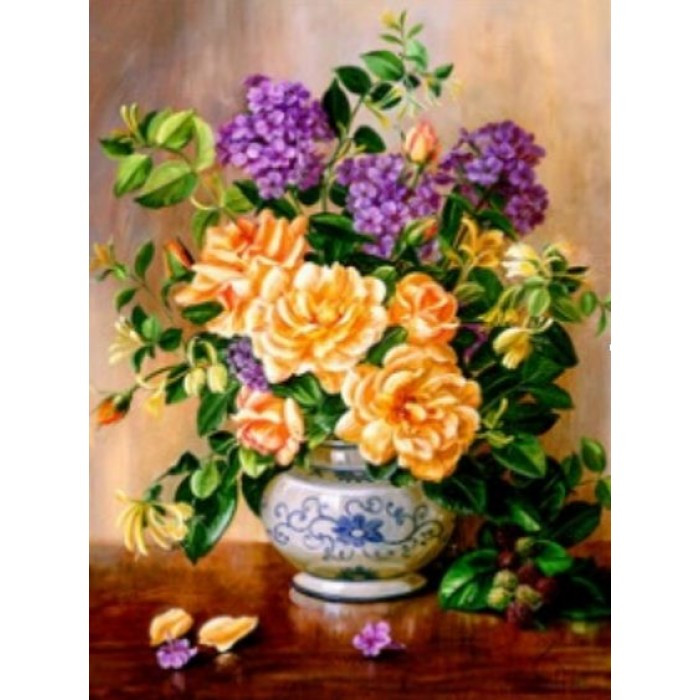 Картина за номерами 40х50 см DIY (без коробки) Троянди та флакси (RSB8174_O), фото 1