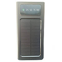 Power Bank Solar 30000mAh повербанк 4 в 1 із сонячною панеллю, екраном, ліхтариком (Black) | Зарядний пристрій