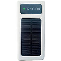 Power Bank Solar 30000mAh повербанк 4 в 1 із сонячною панеллю, екраном, ліхтариком (White) | Зарядний пристрій