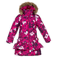 Пальто зимнее для девочек Huppa Whitney фуксия с принтом 12460030-81663