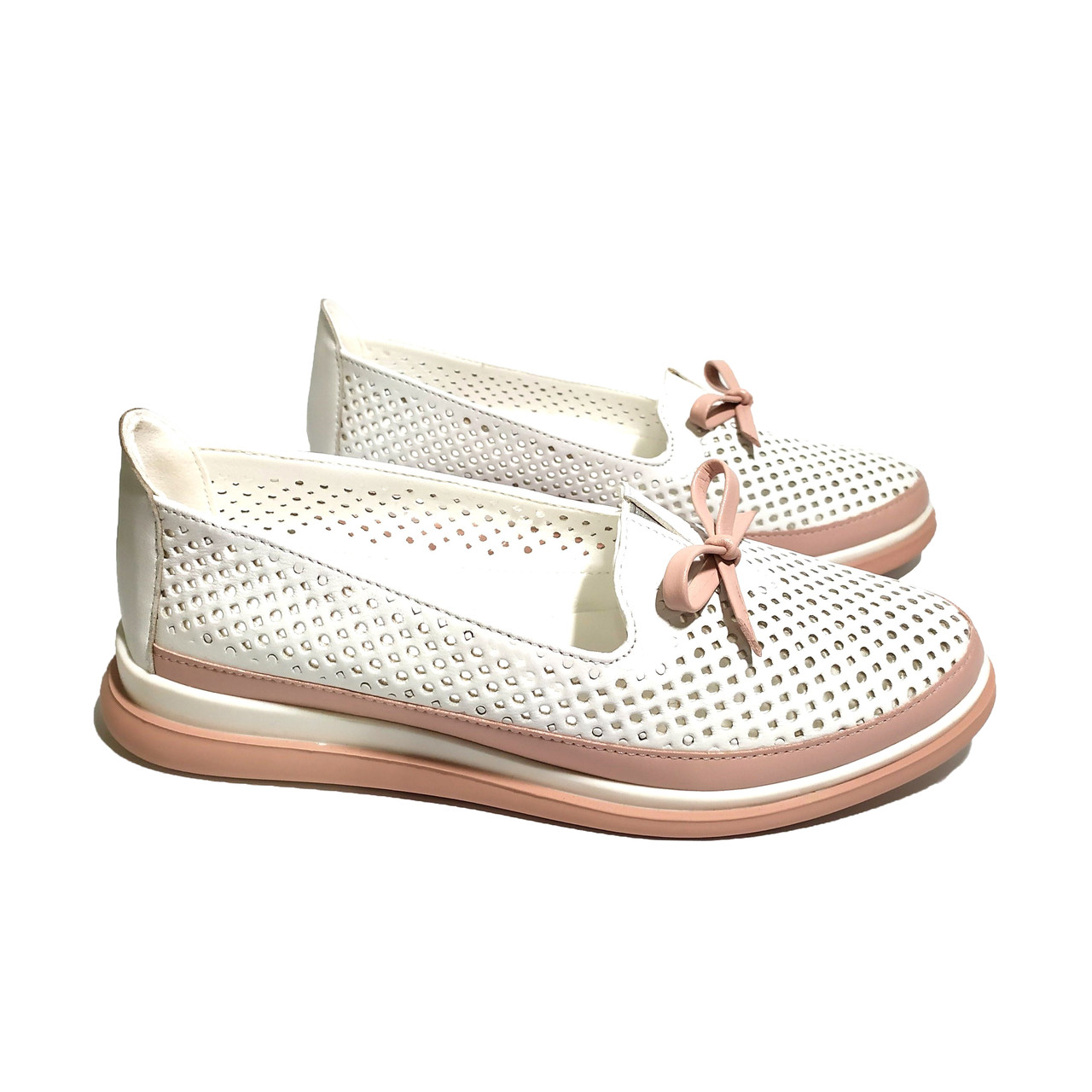 Мокасины кожаные женские с перфорацией летние белые мягкие купить по ...